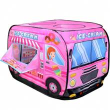 1 pieza Carpa de juego para niños, carpa de juego sin instalación para niñas, carpa emergente con forma de camión de helados con 3 aberturas, bolsa de transporte para regalo de Navidad, casita de juego rosa para diversión interior y exterior de niños, regalo de cumpleaños, carpa, carpa para niños