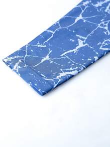 SABOLAY Boyfriend Style Men Long-Sleeved Outdoor Sun Protection Swimsuit With Letter Print And Shoulder Insert - Blue - View 9