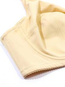 1 Stück Damen Unterstützungs-BH (große Größen) Einfarbig mit elastischer ultra-dünner Unterstützung und Bügeln, einfach und bequem für den täglichen Gebrauch - Beige - Übersicht 6