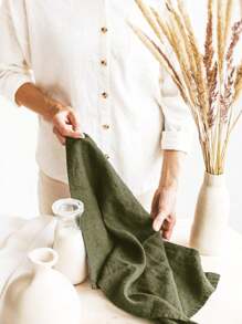 1 Tovagliolo Da Tavola In Stile Semplice Moderno Verde Oliva E Misto Lino