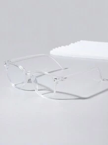 1 Pc Boys Girls Preteens And Teenager Square Acrylic Classic Rice Nail Fashion Plano Lens Glasses For Daily Use