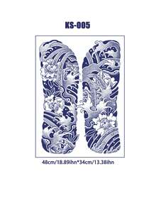 Tatuaje Temporal De Calcomanía De Cardigan Abierto En El Pecho, Ingredientes Naturales, Ecológico, No Irritante, Impermeable Y Duradero, Tatuaje Temporal De Estilo Masculino Para Hombres Con Tamaño Grande, Para Fiestas De Festivales Y Halloween - Azul - Ver 2