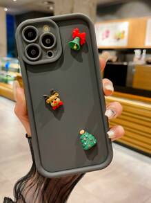 1pc Gray Liquid Silicone Shockproof Case Christmas Bell & Tree Decoration New Design Protective Cover For Mobile Phone - Grey - View 1