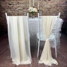 1pc/2pcs/10pcs Per Pack Champagne Chiffon Chair Sash For Wedding And Party Decor - Beige - View 4