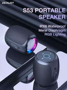 Zealot 便攜式無線 5.0 揚聲器 無線 Ipx6 防水揚聲器,帶低音炮 10w 音量 5 小時播放時間 3000mah 電池雙配對便攜式揚聲器,適合派對海灘露營 - 黑色 - 查看 2