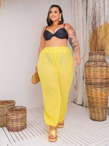 Plus Size Cover Ups - Màu vàng - Xem 3
