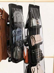 1pc 6/8 Grid Bag Storage Hanging Bag Wardrobe Dormitory Hanging Household Rack Layered Bag Rack Shoulder Bag Storage Bag Hangers