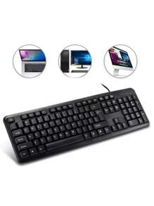 Teclado Usb Alambrico Slim Computadora Pc Escritorio Laptop - Negro - Ver 1