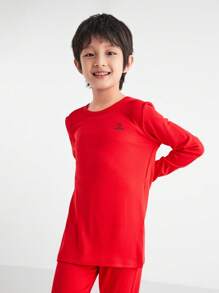 Annil Tween Girl Winter Modal Round Neck Homewear Pjama Set Red - Red - View 3