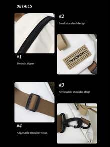 Men's Chest Bag With Letter Print, Suitable For Campus, University, Outdoor And Street College Bag Summer Dad Freshman For Books Multi-Functional Dorm Gifts Fall Christmas Scream Men Bag Belt Bag Travel Bag Sling Bag Funny Gifts Holiday Thanksgiving Chest Bag Side Bags Satchel Bag Leather Bag Hobo Bag Hip Bag Travel Essentials Holiday Essentials Fanny Pack Back To School The Sporty Life Summer Bag Spring Break Vacation White Bag Pack Waist Bag School Supplies Graduation - White - View 2