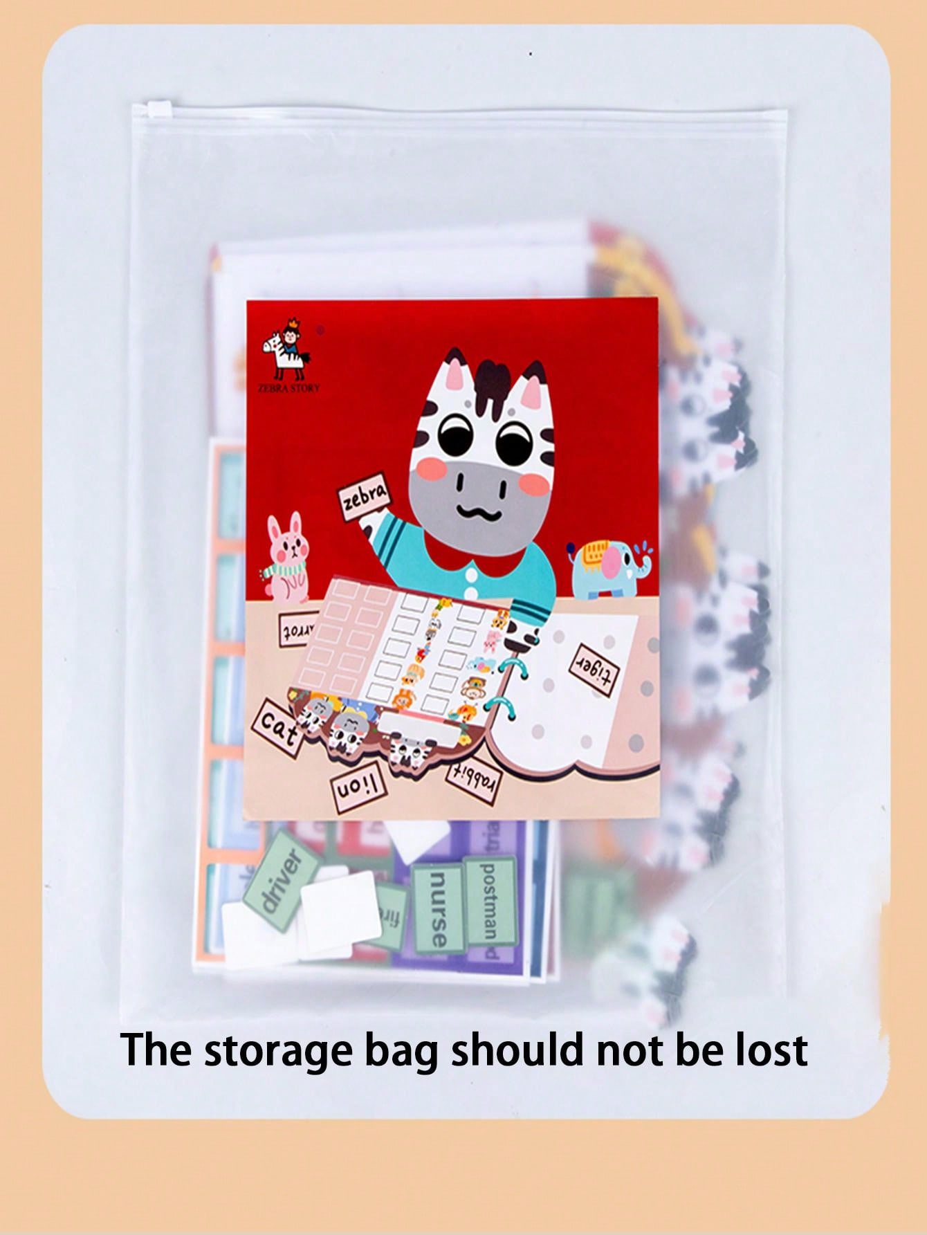 Educational Quiet Book For Children, Magic Tape English Word Recognition Learning Toy For