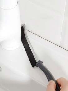 1pc Bathroom Crevice Brush, Kitchen Tile Corner Cleaning Brush, Window Groove Multi-Function Wall-Mounted Long Handle Hard Bristle Brush - Black - View 4