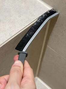 1pc Bathroom Crevice Brush, Kitchen Tile Corner Cleaning Brush, Window Groove Multi-Function Wall-Mounted Long Handle Hard Bristle Brush - Black - View 2