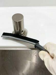 1pc Bathroom Crevice Brush, Kitchen Tile Corner Cleaning Brush, Window Groove Multi-Function Wall-Mounted Long Handle Hard Bristle Brush - Black - View 8