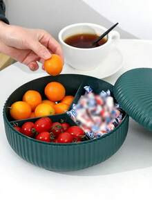 1 Pieza Caja De Dulces Y Plato De Frutas, Organizador Creativo De Almacenamiento De Aperitivos Y Frutos Secos Para La Sala De Estar - Verde - Ver 1