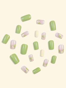 Bộ móng tay giả thanh lịch hình bầu dục thon dài với thiết kế hoa hoạt hình, Miếng dán móng tay giả có thể tháo rời cho lễ hội, tiệc tùng, hẹn hò và trang phục hàng ngày, nâng cao hương vị thời trang và thanh lịch ngọt ngào của bạn - Hồng - Xem 3