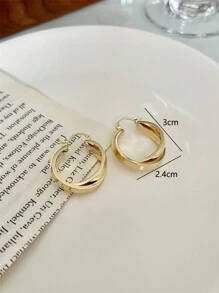 1pair Copper Plated 18k Gold 0.03 Micron Thickness Minimalist Elegant Twisted Hoop Earrings - Yellow Gold - View 2