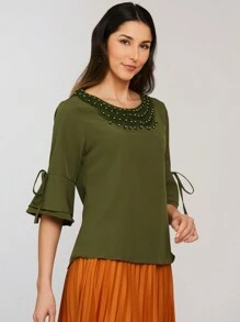 Women Tops - 軍綠色 - 查看 3