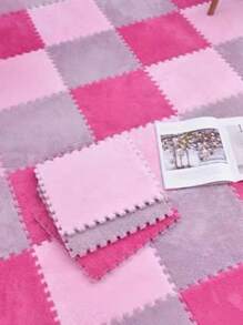 12pcs Pink Plush Foam Cushions, Removable & Washable, Non-shedding, For Girls' Room, Square Interlocking, Fluffy & Comfortable, Non-slip, Ideal For Living Room, Bedroom, Baby Room, Kindergarten Decoration, Size: 11.8 X 11.8 Inches - Hot Pink - View 9