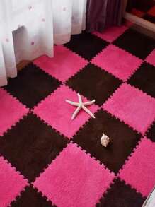 12pcs Pink Plush Foam Cushions, Removable & Washable, Non-shedding, For Girls' Room, Square Interlocking, Fluffy & Comfortable, Non-slip, Ideal For Living Room, Bedroom, Baby Room, Kindergarten Decoration, Size: 11.8 X 11.8 Inches - Hot Pink - View 7