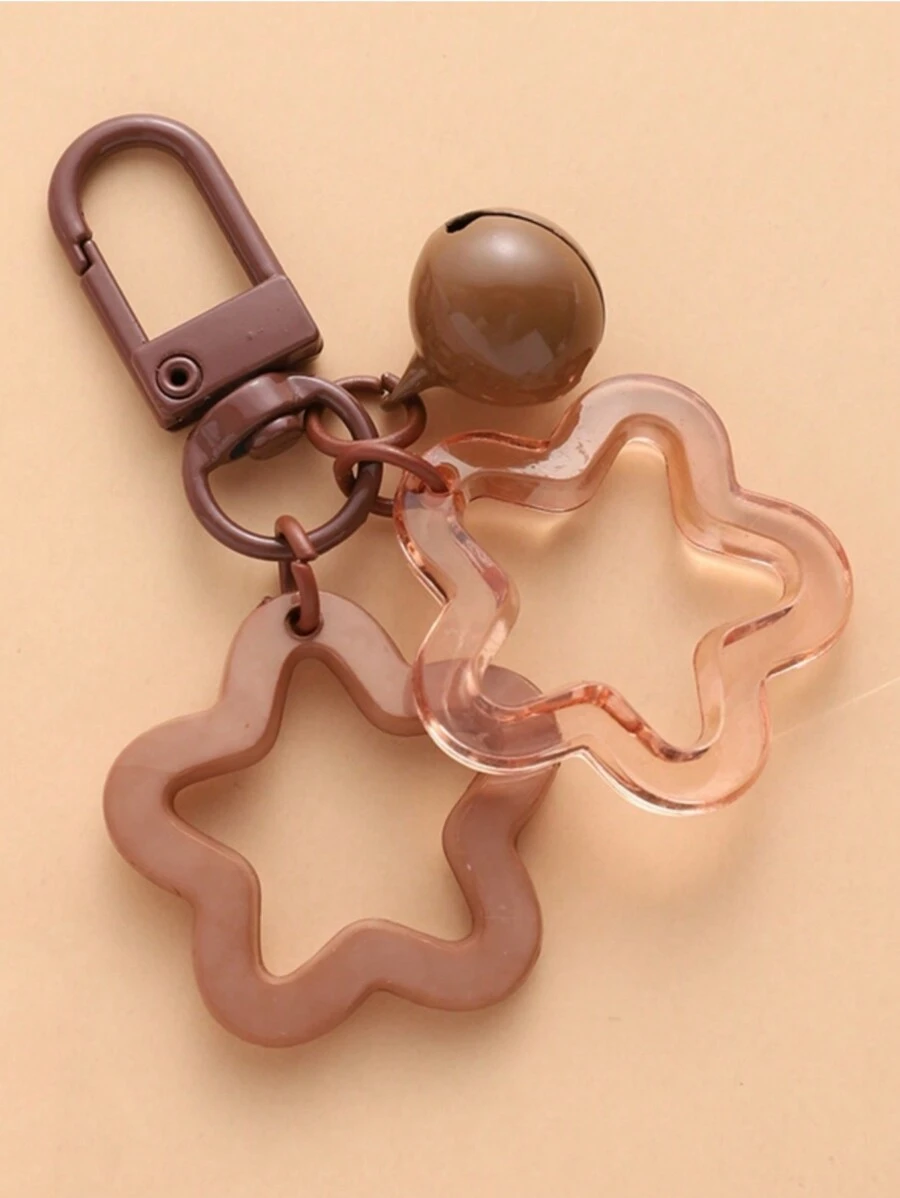 1 件男女通用可爱空心星形钥匙扣、耳机保护套、友谊礼物吊坠装饰