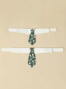 1入組聖誕老人與信函圖案寵物領帶 - 綠色 - 查看 6