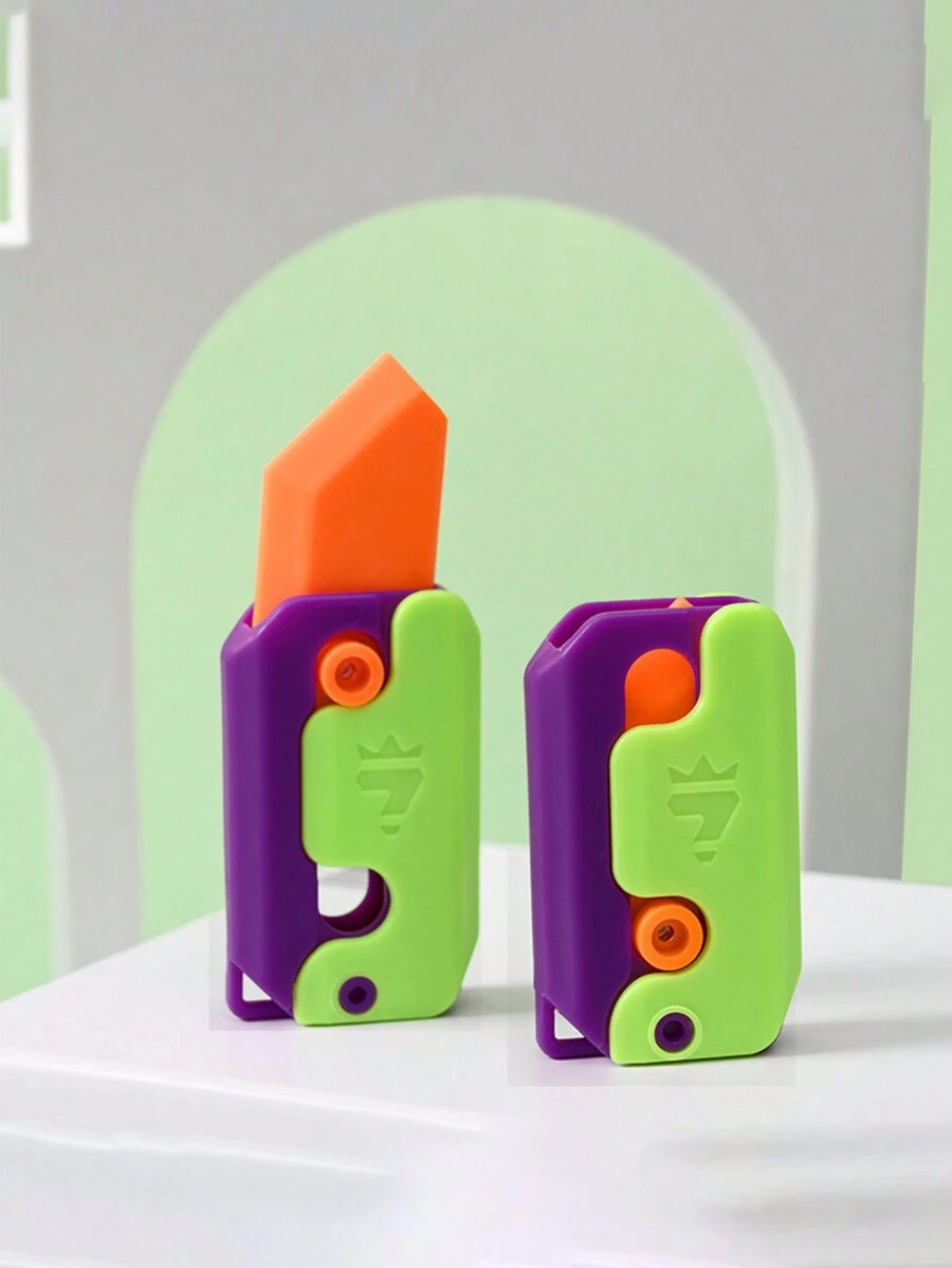 1 個有趣的 3d 重力刀減壓推玩具,搭配胡蘿蔔設計 - 紫色 - 查看 1