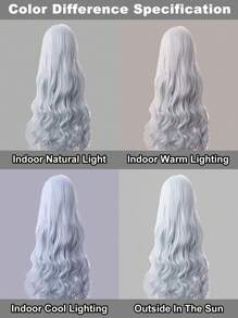 Peluca sintética cosplay extra larga ondulado - Azul - Ver 6