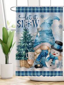1 Miếng Xanh Quỷ lùn & Người tuyết Thiết kế Vải Polyester In Rèm tắm chống nước Với Phong cách hiện đại Đối với Phòng tắm - Nhiều màu - Xem 1