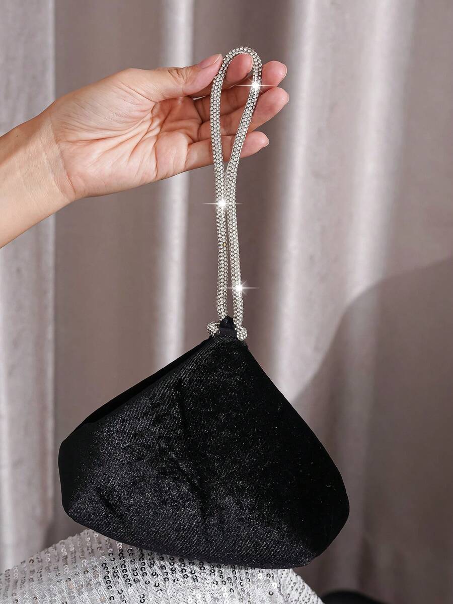 Vincy閃亮手袋閃光/亮片裝飾，璀璨迷人，優雅精美女士晚宴手提包，鑲有鑽石裝飾，派對女孩，女人，最適合派對、婚禮、舞會、晚宴/宴會，是獻給女性最佳禮物 - 黑色 - 查看 1
