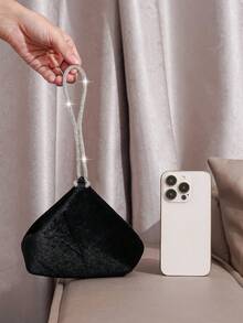 Vincy閃亮手袋閃光/亮片裝飾，璀璨迷人，優雅精美女士晚宴手提包，鑲有鑽石裝飾，派對女孩，女人，最適合派對、婚禮、舞會、晚宴/宴會，是獻給女性最佳禮物 - 黑色 - 查看 2