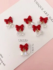圣诞合金蝴蝶结吊坠小铃铛美甲装饰派对风格美甲产品DIY美甲配件6件蝴蝶结吊坠铃铛美甲饰品美甲宝石 - 紅色 - 查看 3