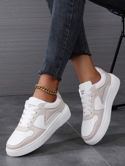 Zapatillas Deportivas Beige Para Mujeres, Cómodas Y Transpirables