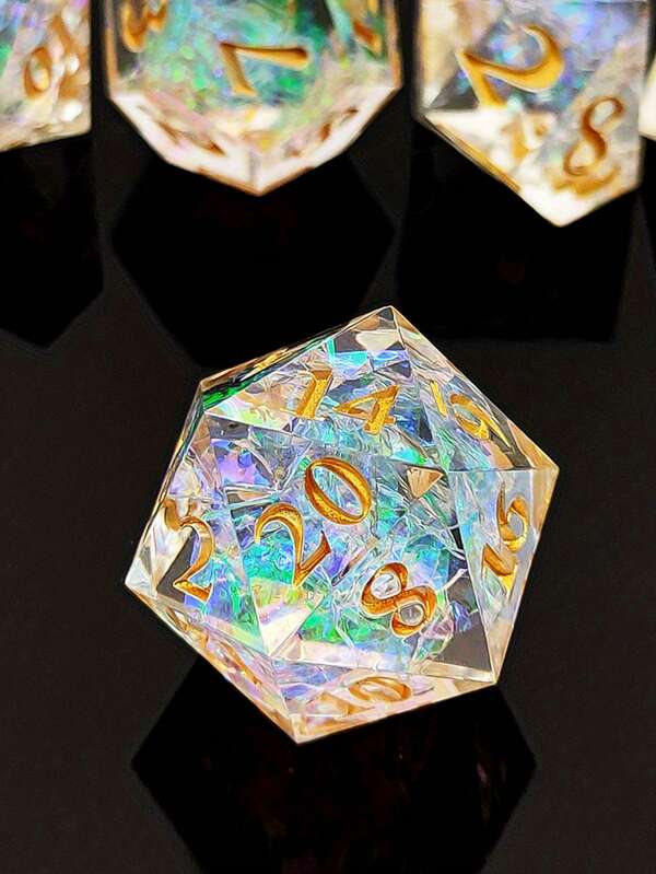 DND Dice Set 7pcs Sharp Edge Resin Polyhedral Dice for Handmade RPG