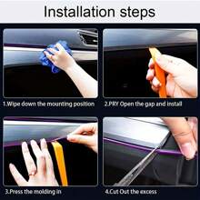 1pc Purple Car Decoration Strip Interior Decoration Line For Door Panel Gap & Dashboard Universal Car Model - Purple - View 4