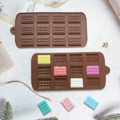 1 Pieza Molde De Chocolate De Silicona Con 12 Cavidades Cuadradas, Molde Para Dulces Reutilizable Y Antiadherente Para Chocolate Tipo Waffle