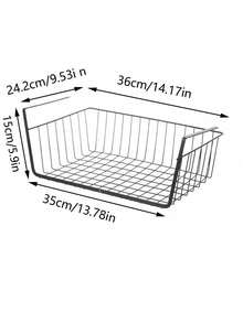 1pc Under Shelf Basket For Kitchen Cabinet, Wardrobe Storage Rack, Dormitory Desk Hanger, Holder Shelf, Storage Basket - Black - View 12