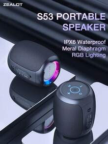 Zealot 便攜式無線 5.0 揚聲器 無線 Ipx6 防水揚聲器,帶低音炮 10w 音量 5 小時播放時間 3000mah 電池雙配對便攜式揚聲器,適合派對海灘露營 - 黑色 - 查看 13