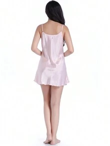 Pink Slip Dress With Spaghetti Straps - Pink - View 2