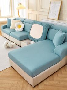 1 件防水宠物尿液屏障通用防滑沙发垫套，简约现代风格弹力沙发套，纯色沙发套适用于 L 型沙发和 1/2/3/4 座沙发 - 淺藍色 - 查看 5