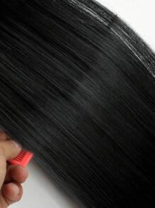Extension Clip Per Capelli Per Donne Di 24 Pollici Di Lunghezza Con Ciocche Di Capelli Neri Lunghi E Dritti, Extension Di Capelli Sintetici Per La Testa Intera (3 Pezzi, Nero)