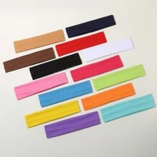1条/14条装纯色运动头带，适合学校、健身房、秋季、冬季佩戴，也可作发带、头巾、吸汗带等，是学生、大学生、度假装扮的理想选择。优雅的围巾式头巾，柔软舒适，是女士发饰的完美搭配。 - 彩色 - 查看 4