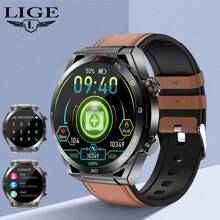 LIGE智能手錶男款運動手錶/100米防水多功能休閒豪華手錶女性手錶禮物首選 - 棕色 - 查看 1