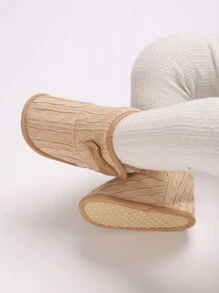 Newborn Infant Winter Thick Warm Fur Lining Boots, Unisex Infant Shoes - Apricot - View 8