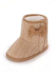 Newborn Infant Winter Thick Warm Fur Lining Boots, Unisex Infant Shoes - Apricot - View 6