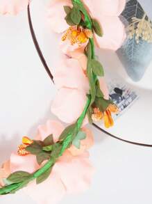 新娘手工橙色花冠頭箍,花卉頭飾為海灘婚禮,婚禮假期的新娘髮飾