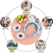 3入組水療頭帶手帶套裝,化妝頭帶和手帶,用於洗臉護膚微纖維手帶洗毛巾帶髮帶髮飾女性女孩 - 藍色 - 查看 4