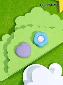 GeekShare 4pcs Heart & Flower Patterned Thumb Grip Caps Compatible With Switch/Oled/Switch Lite - blue purple - View 8