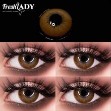 FRESH LADY Freshlady Aesthetic Eye Look Back To School Pupilentes One Tone Snowy Colored Contact Lenses 1 Year Disposable Halloween Costume Cosplay - Coffee Brown - View 4