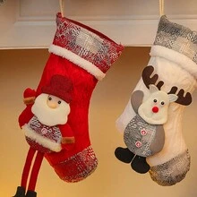 1入組聖誕襪禮品袋吊墜孩子們的糖果小吃包大禮品袋懸掛聖誕裝飾